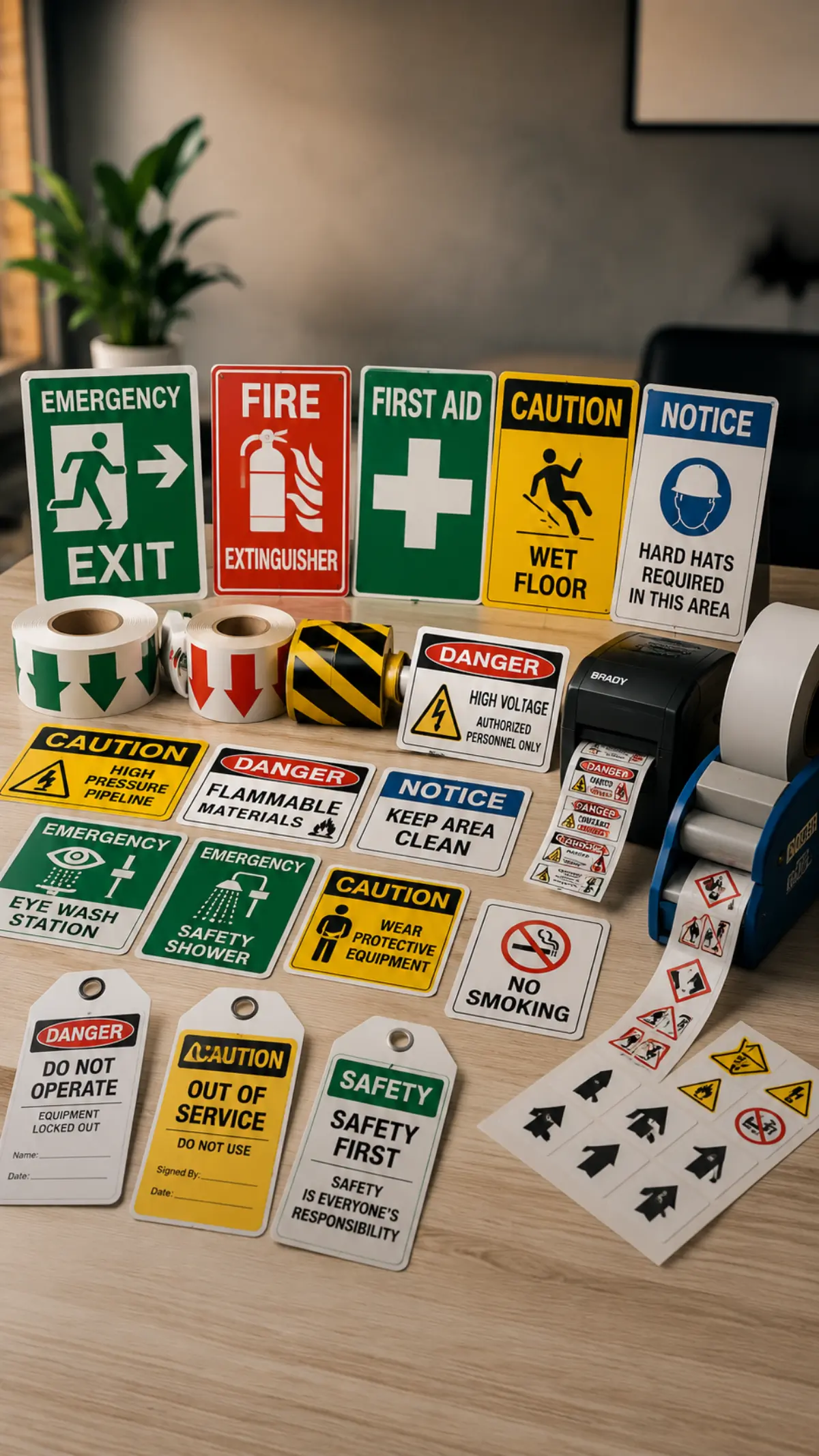 Industrial safety facility identification and hazard signage